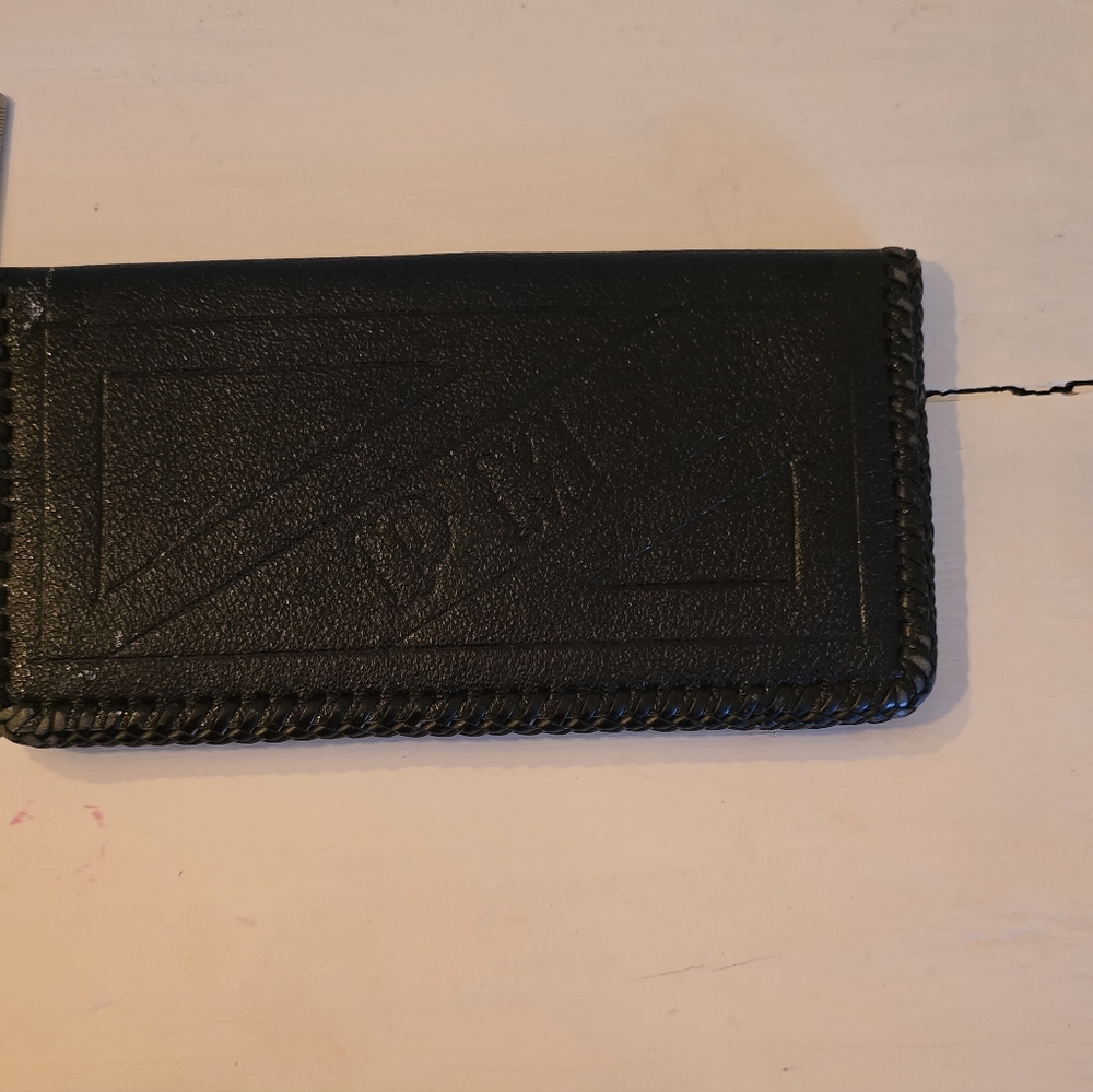 Vintage Handcrafted Large Cowhide Lather Wallet. PM Is Stamped